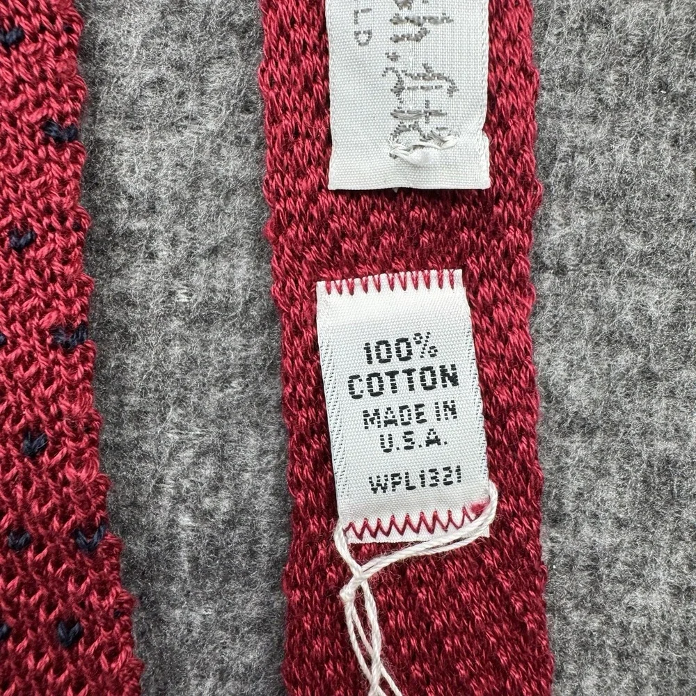 Tie Necktie Knit Square End Cotton Red Blue Dot Sock Tie 2